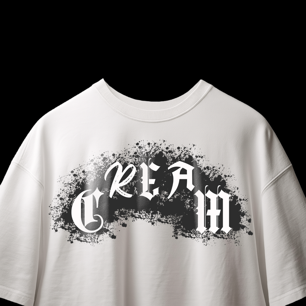 WHITE SPLATTER CREAM T-SHIRT