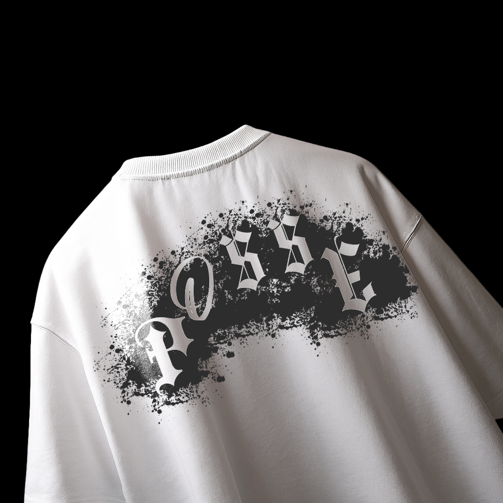WHITE SPLATTER CREAM T-SHIRT