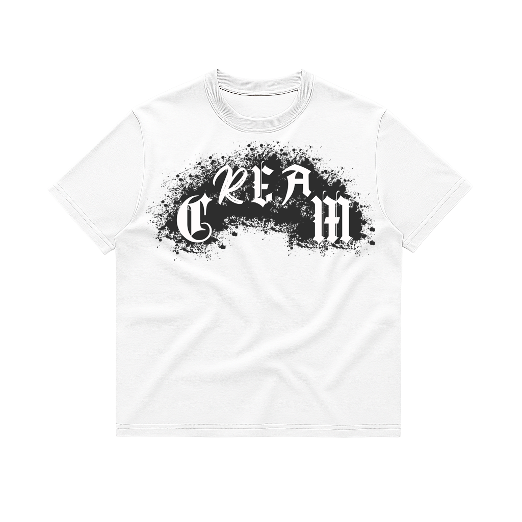 WHITE SPLATTER CREAM T-SHIRT
